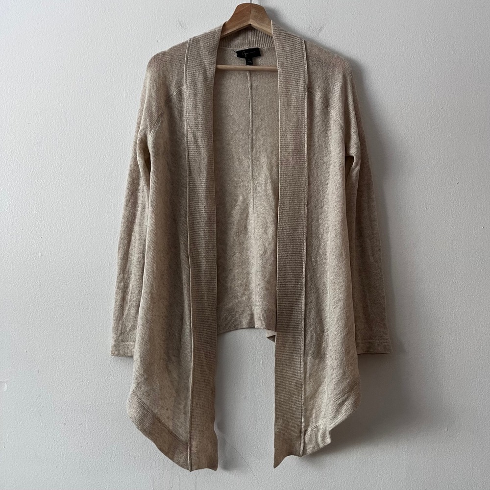 Aqua Cashmere Open Front Cardigan 100%‎ Cashmere Beige Tan size small